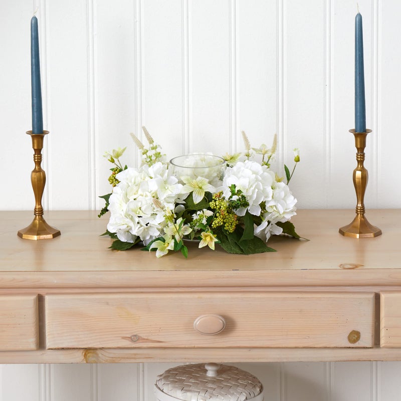 Nearly Natural Hydrangea Artificial Arrangement Candelabrum - Image 4